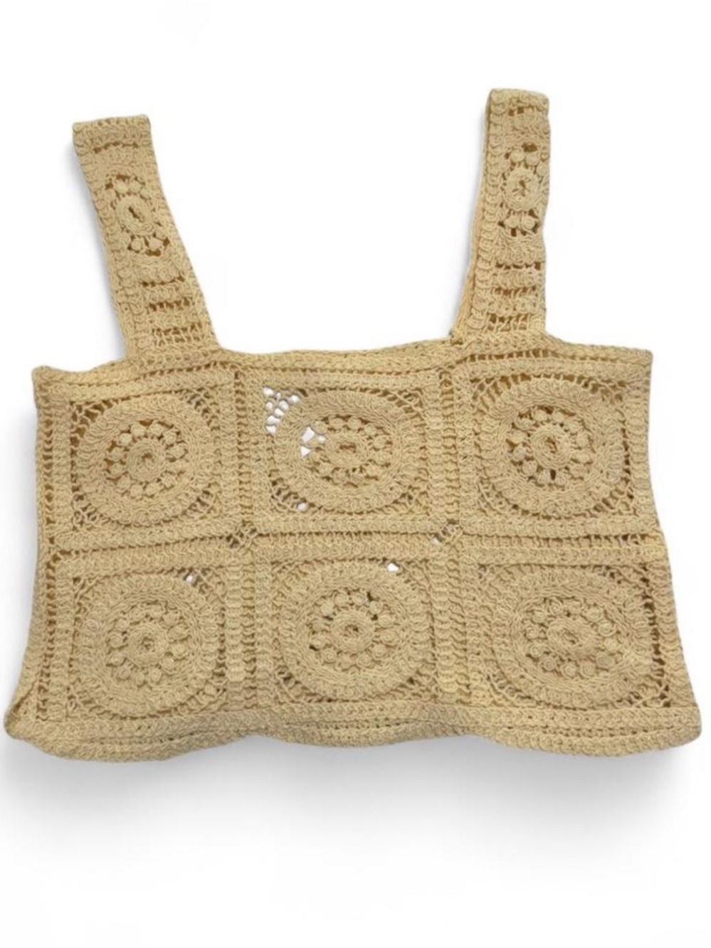 Full Tilt Crochet Square-Motif Crop Top - Yellow